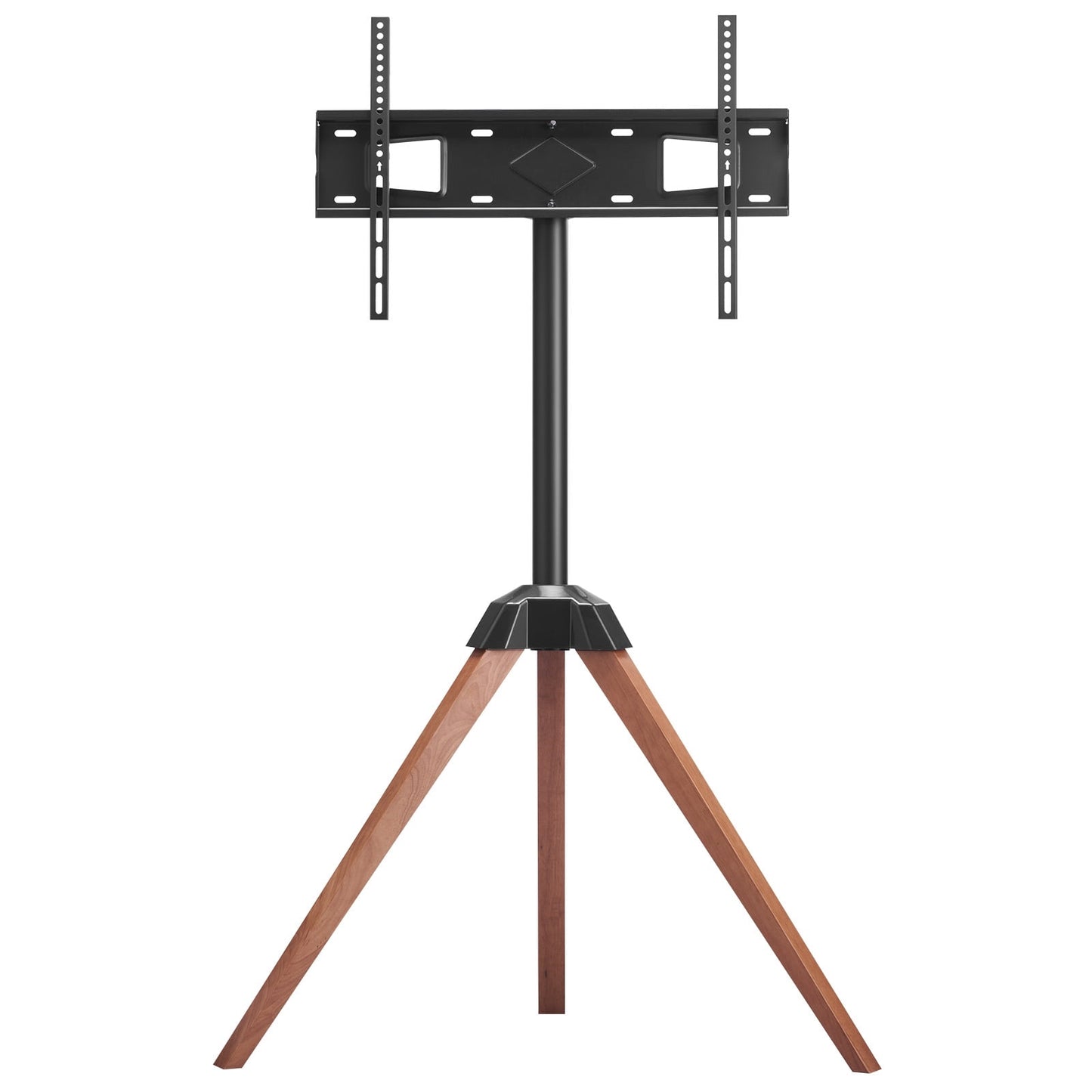 KFFKFF TV Stand with Tripod Easel, Tabletop TV Base for 40-65 inch Flat or Curved Screens, Weighing Up to 99 lbs, 18° Swivel Portable Design with Oak Wood Legs, Ideal for Bedroom