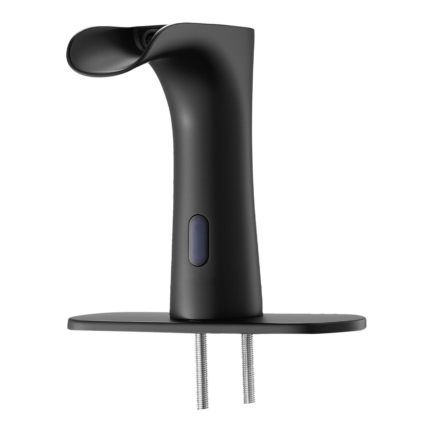 KFFKFF Touchless Bathroom Sink Faucet, Automatic Motion Sensor Waterfall Faucet with Deck Plate, Modern Design for Hot and Cold Water, Compatible with 9/16 in Pipes, Matte Black Finish