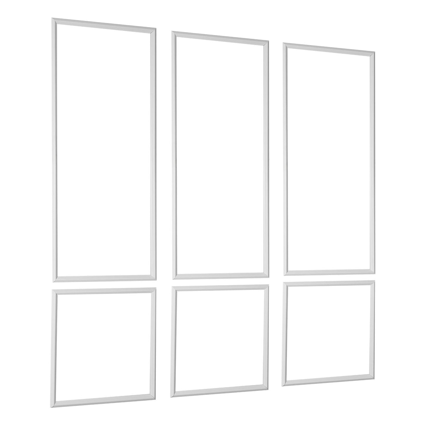 KFFKFF Wall Molding 3 Pack, Wainscoting Panel Kit, Lightweight Paintable Polystyrene, Simple Installation, Waterproof Wide Profile Trim for Interior Spaces, Living Room, White (24x54 + 24x24 in)