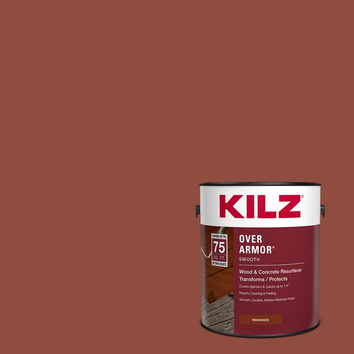 KILZ Over Armor Smooth Redwood Exterior Wood & Concrete Coating Resurfacer, 1 Gallon