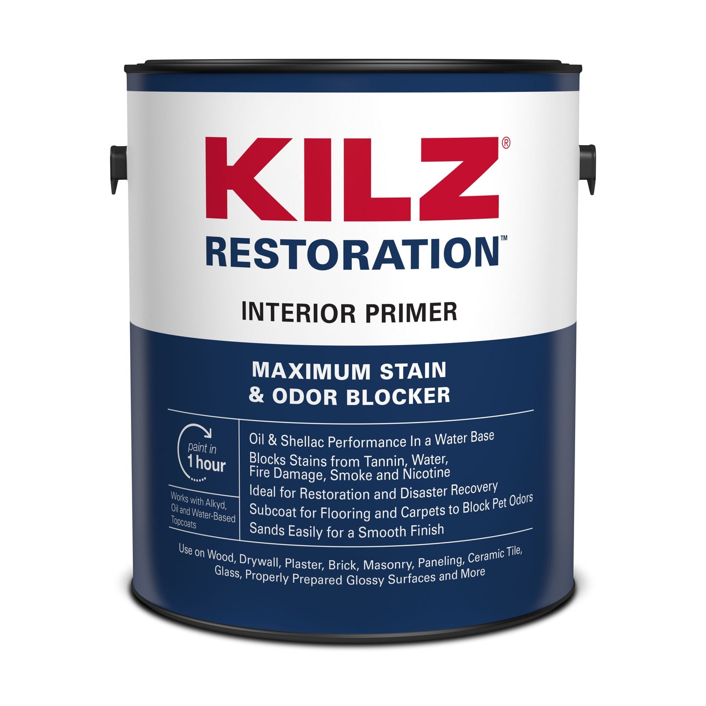 KILZ Restoration Interior Water-Based Maximum Stain & Odor Blocking Primer, White, 1 Gallon