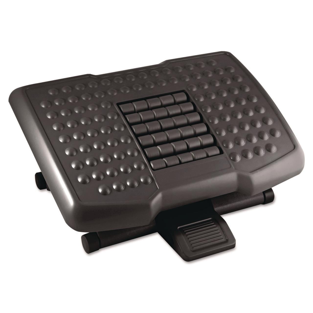 Kantek Premium Adjustable Footrest with Massaging Rollers, 4-inch to 6.5-inch Height, Black