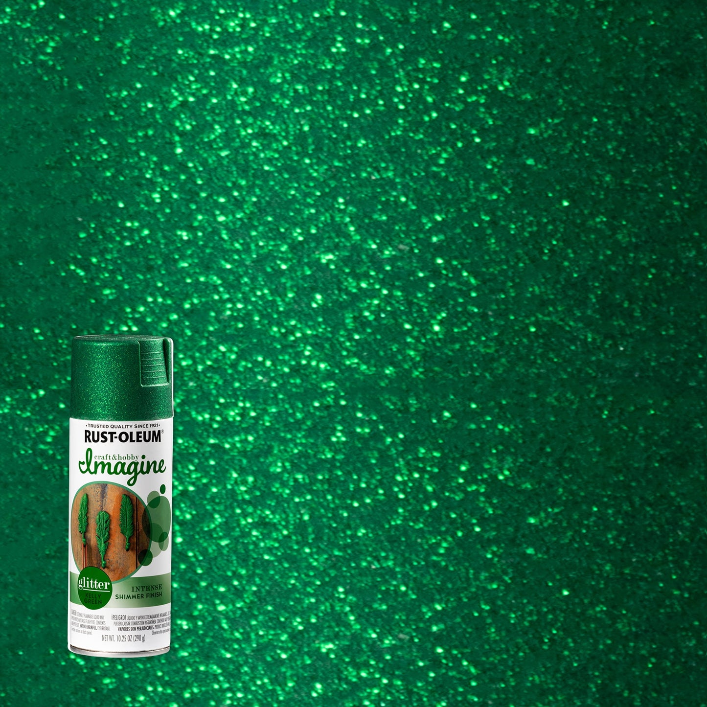 4 Pack, Kelly Green, Rust-Oleum Craft & Hobby Imagine Glitter Spray Paint- 354070, 10.25 oz.