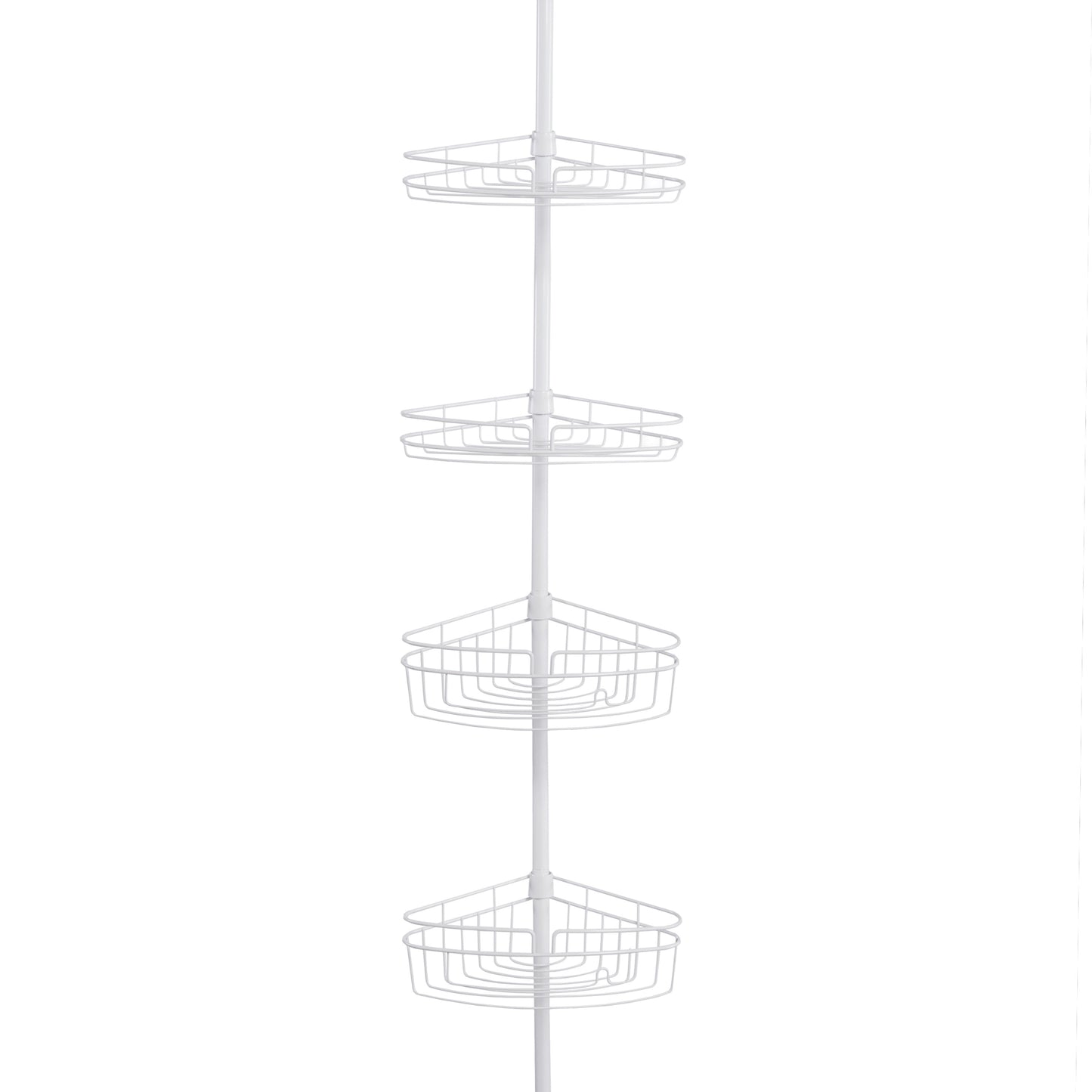 Kenney®4-Tier Spring Tension Shower Corner Pole Caddy with Razor Holder, White