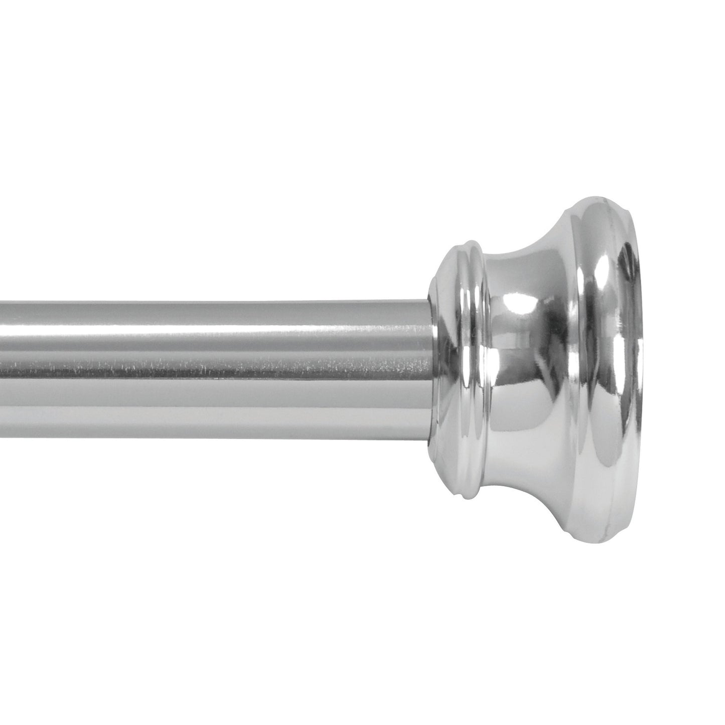 Kenney® Twist & Fit™ No Tools Decorative Bell Rust-Resistant Painted Steel Straight Tension Shower Curtain Rod, 42-72", Chrome