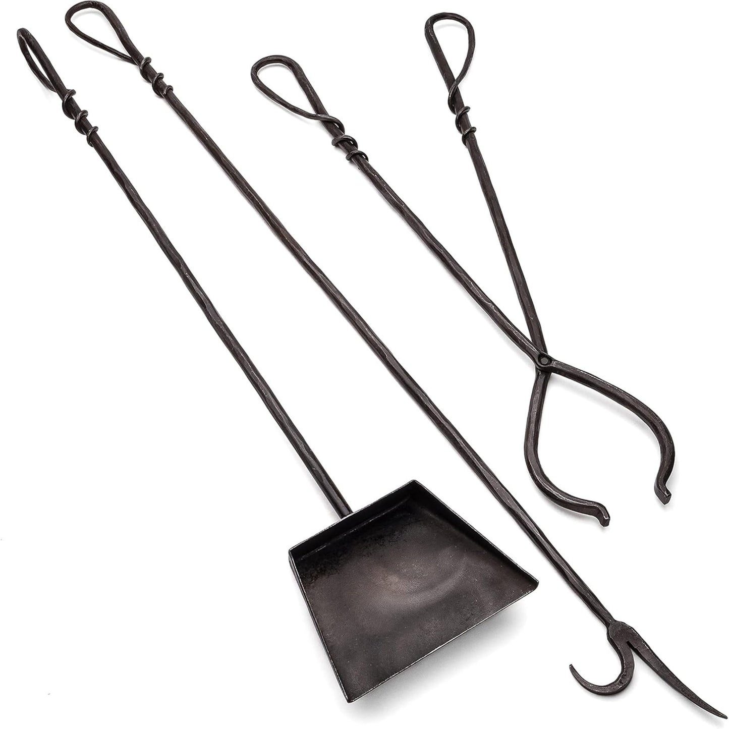 Kings County Tools 3PC Fireplace Tool Set with Long Poker, Tongs and Shovel