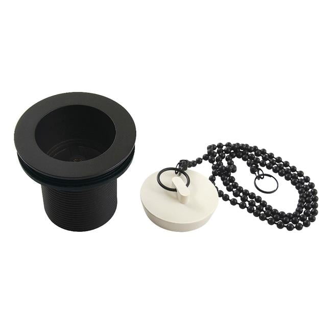 Kingston Brass DSP20MB 1.5 in. Chain & Stopper Tub Drain with 2 in. Body Thread, Matte Black