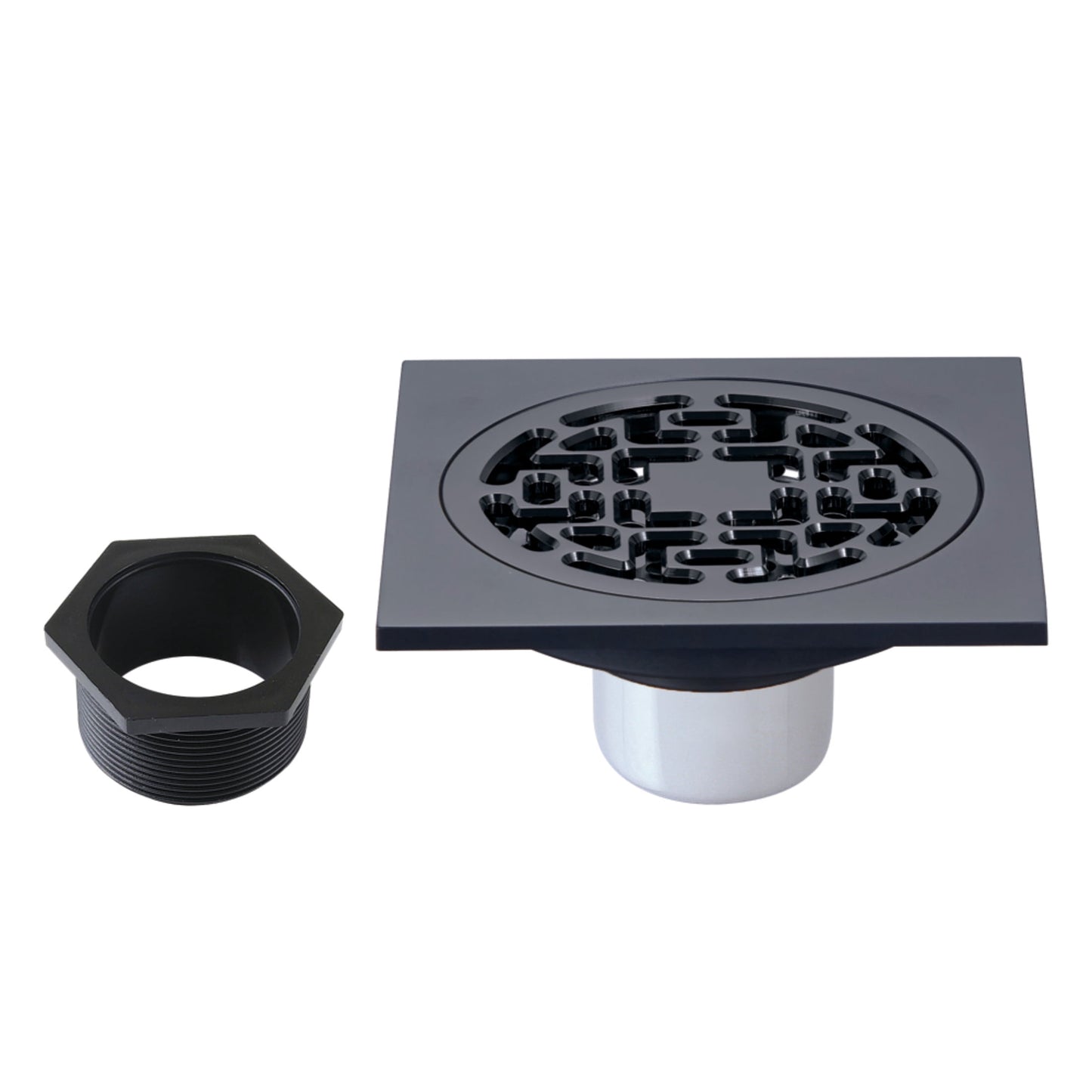 Kingston Brass BSF4272MB Watercourse 4-Inch Brass Square Grid Shower Drain with Flange in Matte Black