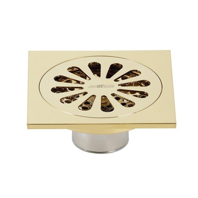 Kingston Brass BSF4161PB 4 in. Watercourse Sunburst Square Grid Shower Drain, Polished Brass