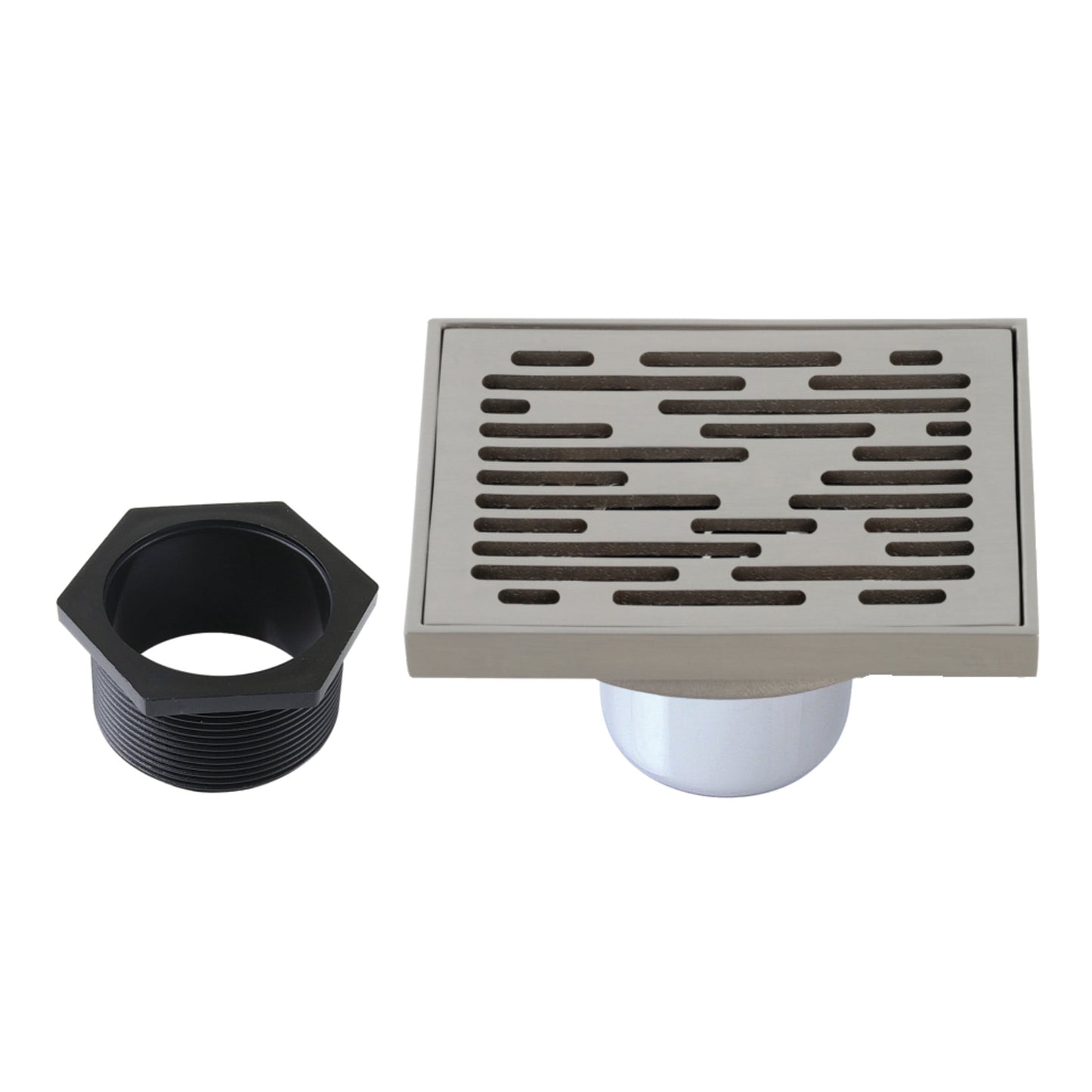 Kingston Brass BSF6310BN Watercourse Transit 4-Inch Brass Square Grid Shower Drain with Hair Strainer in Brushed Nickel