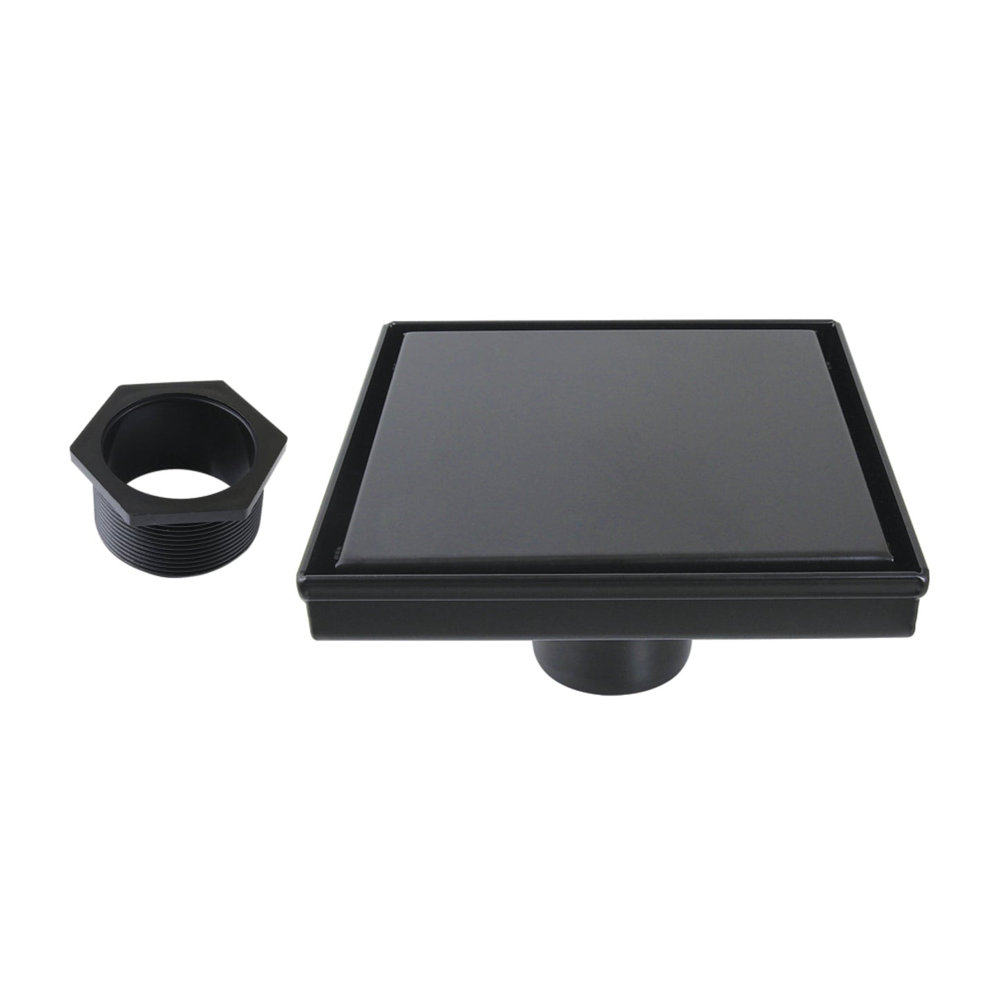 Kingston Brass BSF6620 Watercourse 6-Inch Stainless Steel Square Shower Drain with Hair Catcher in Matte Black