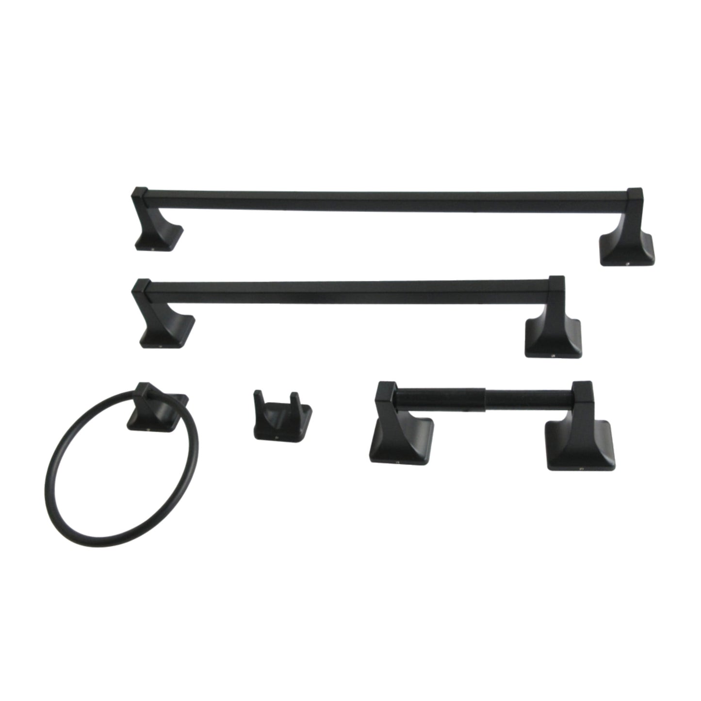Kingston Brass BAHK60212478K Milton 5-Piece 18" and 24" Towel Bars Bathroom Accessory Set, Matte Black