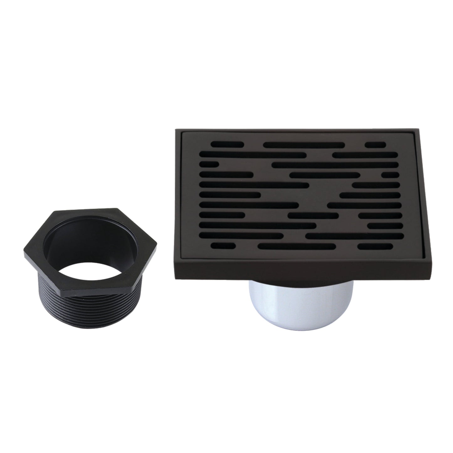 Kingston Brass BSF6310ORB Watercourse Transit 4-Inch Brass Square Grid Shower Drain with Hair Strainer in Oil Rubbed Bronze