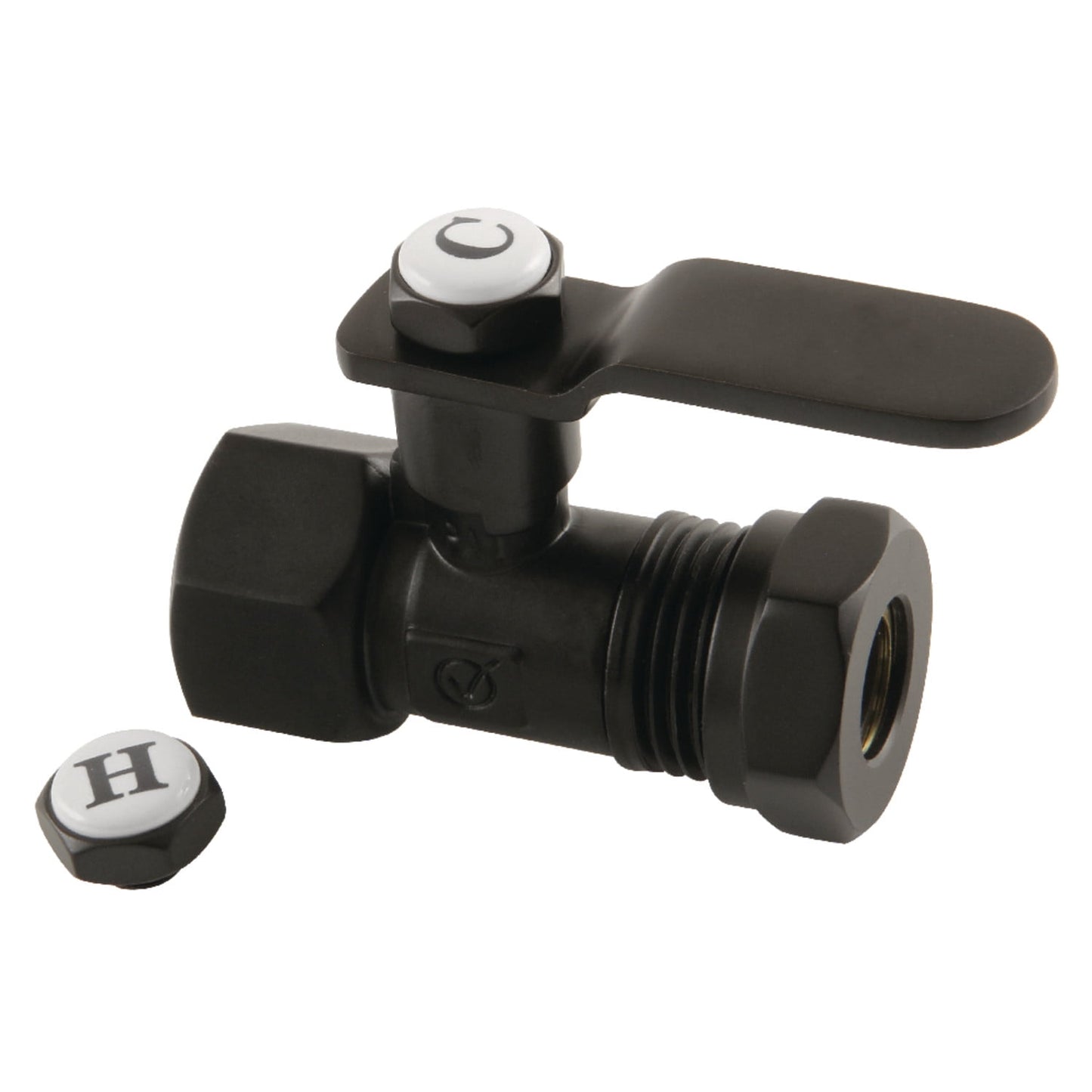 Kingston Brass CA4415MB 1/2" FIP x 1/2" or 7/16" Slip Joint Straight Stop Valve, Matte Black
