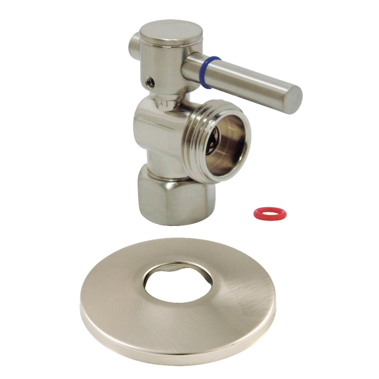 Kingston Brass CC13008DLK 1/2" FIP x 3/4" Hose Thread Angle Stop Valve with Flange, Brushed Nickel