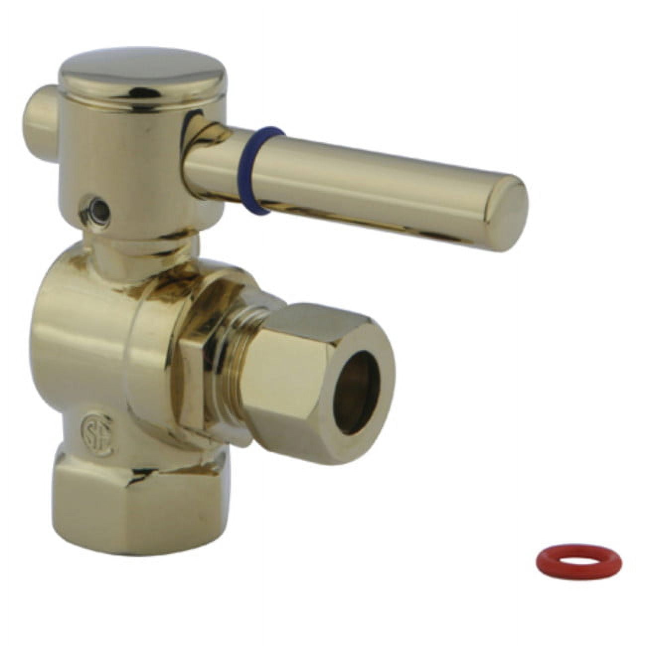 Kingston Brass CC33102DL 3/8" FIP x 3/8" OD Comp Quarter-Turn Angle Stop Valve, Polished Brass
