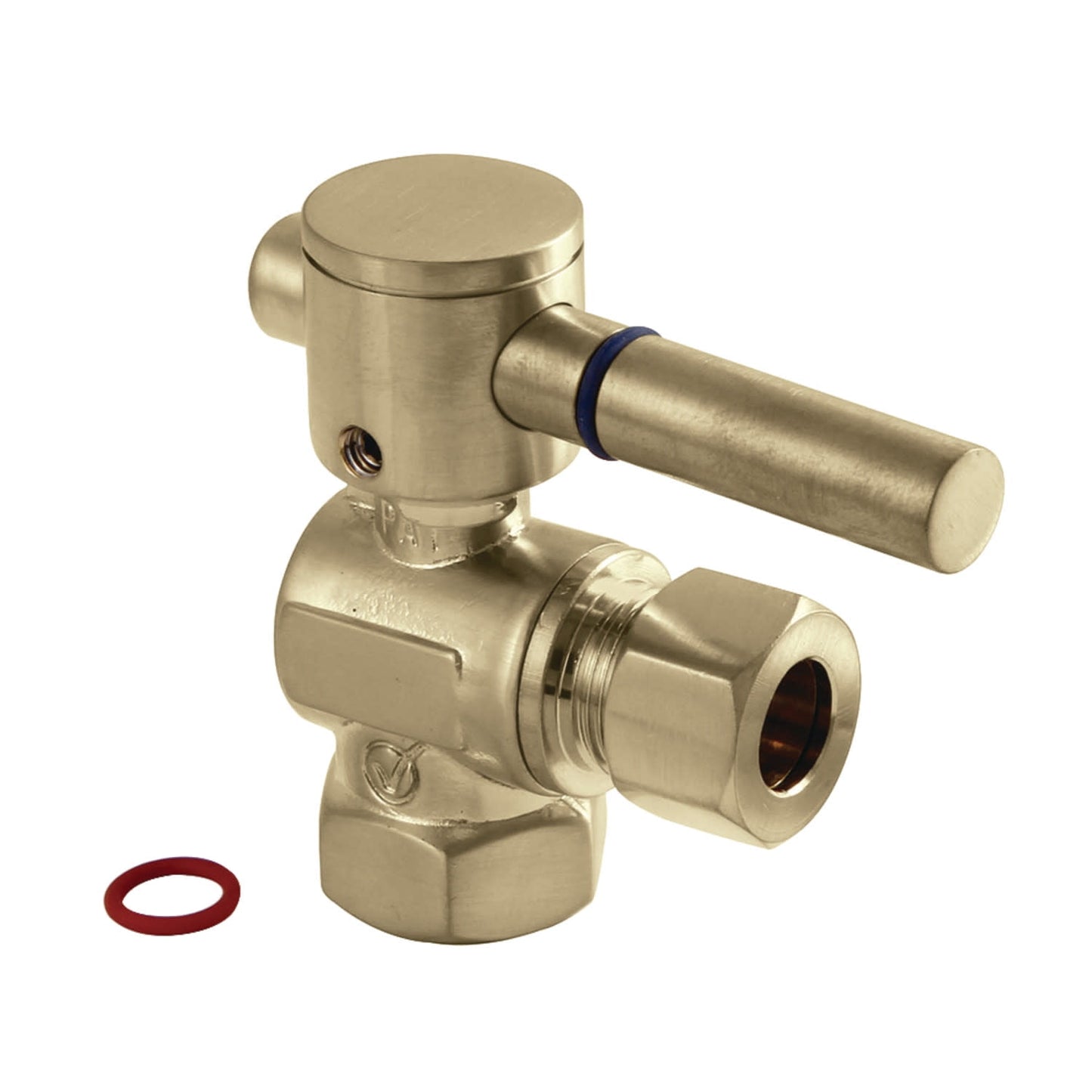 Kingston Brass CC33107DL 3/8" FIP x 3/8" OD Comp Quarter-Turn Angle Stop Valve, Brushed Brass