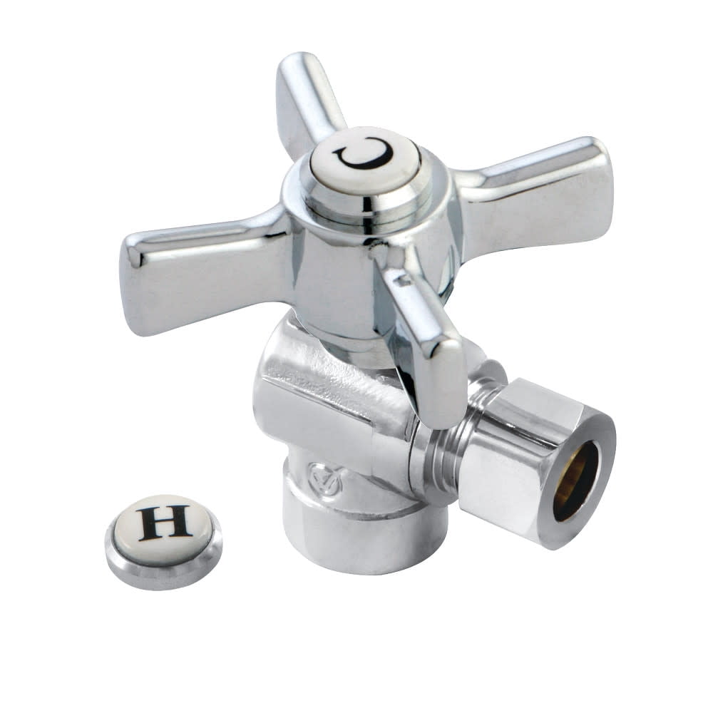 Kingston Brass CC43201ZX 1/2" Sweat x 3/8" OD Comp Angle Stop Valve, Polished Chrome