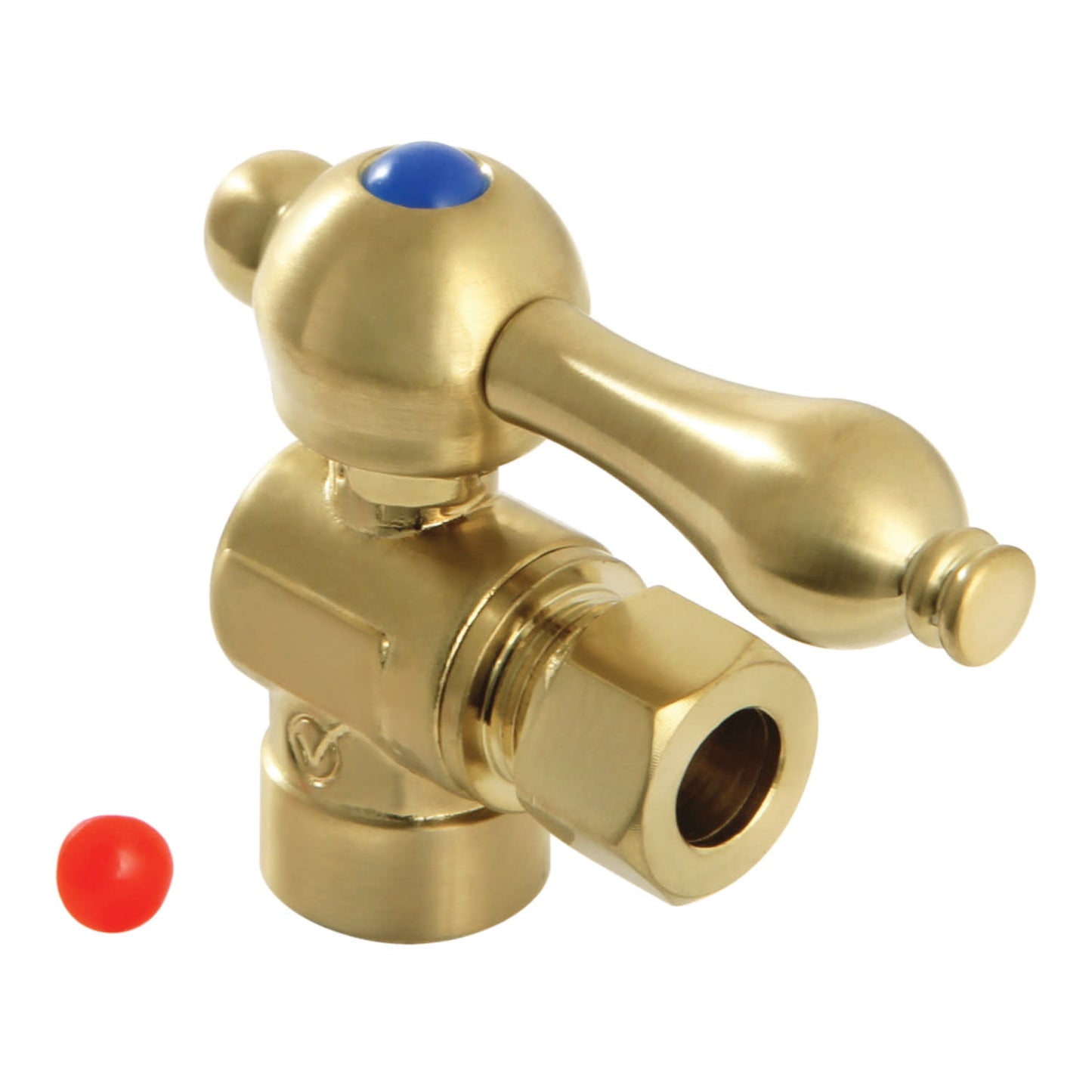 Kingston Brass CC43207 1/2" Sweat x 3/8" OD Comp Angle Stop Valve, Brushed Brass