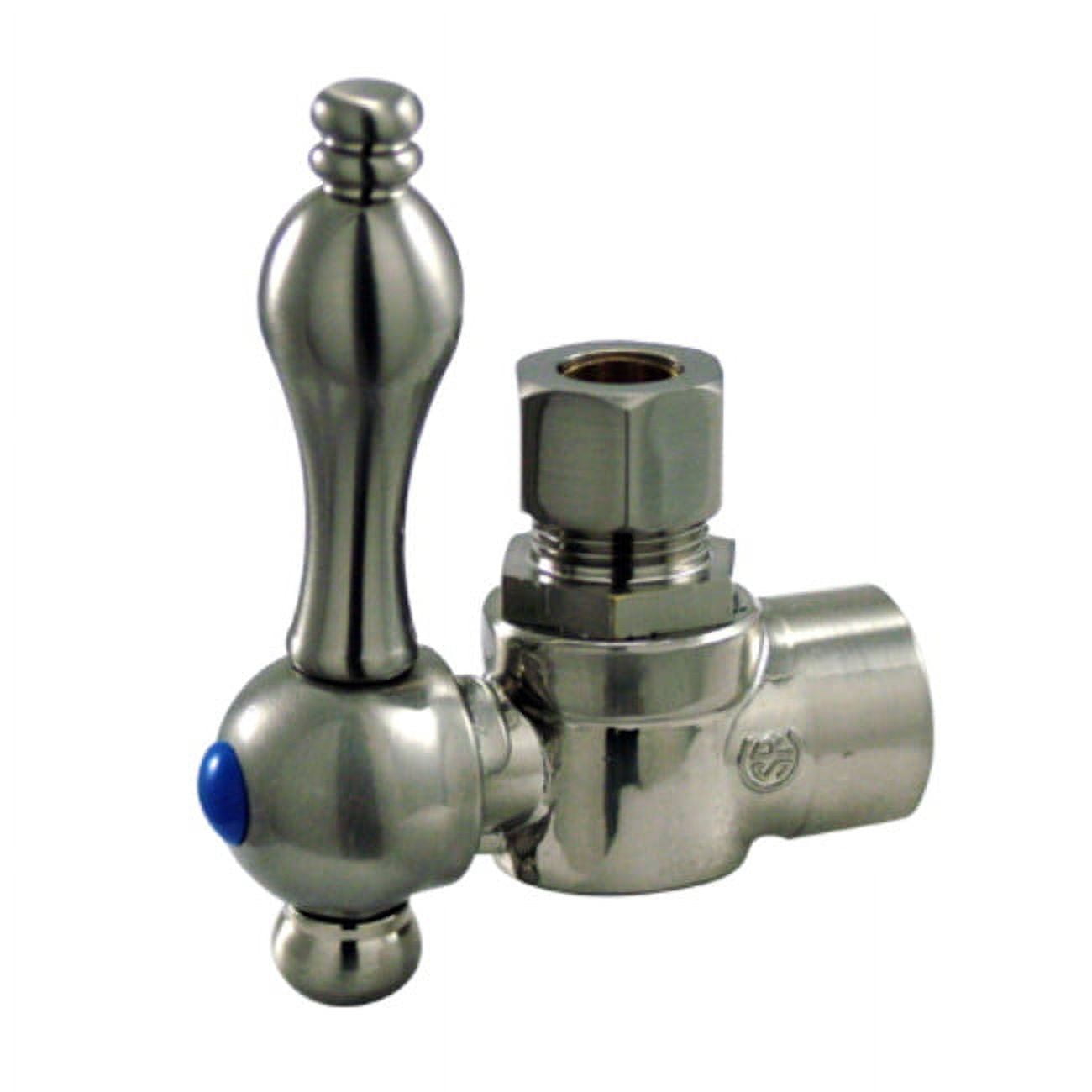 Kingston Brass CC43208 1/2" Sweat x 3/8" OD Comp Angle Stop Valve, Brushed Nickel