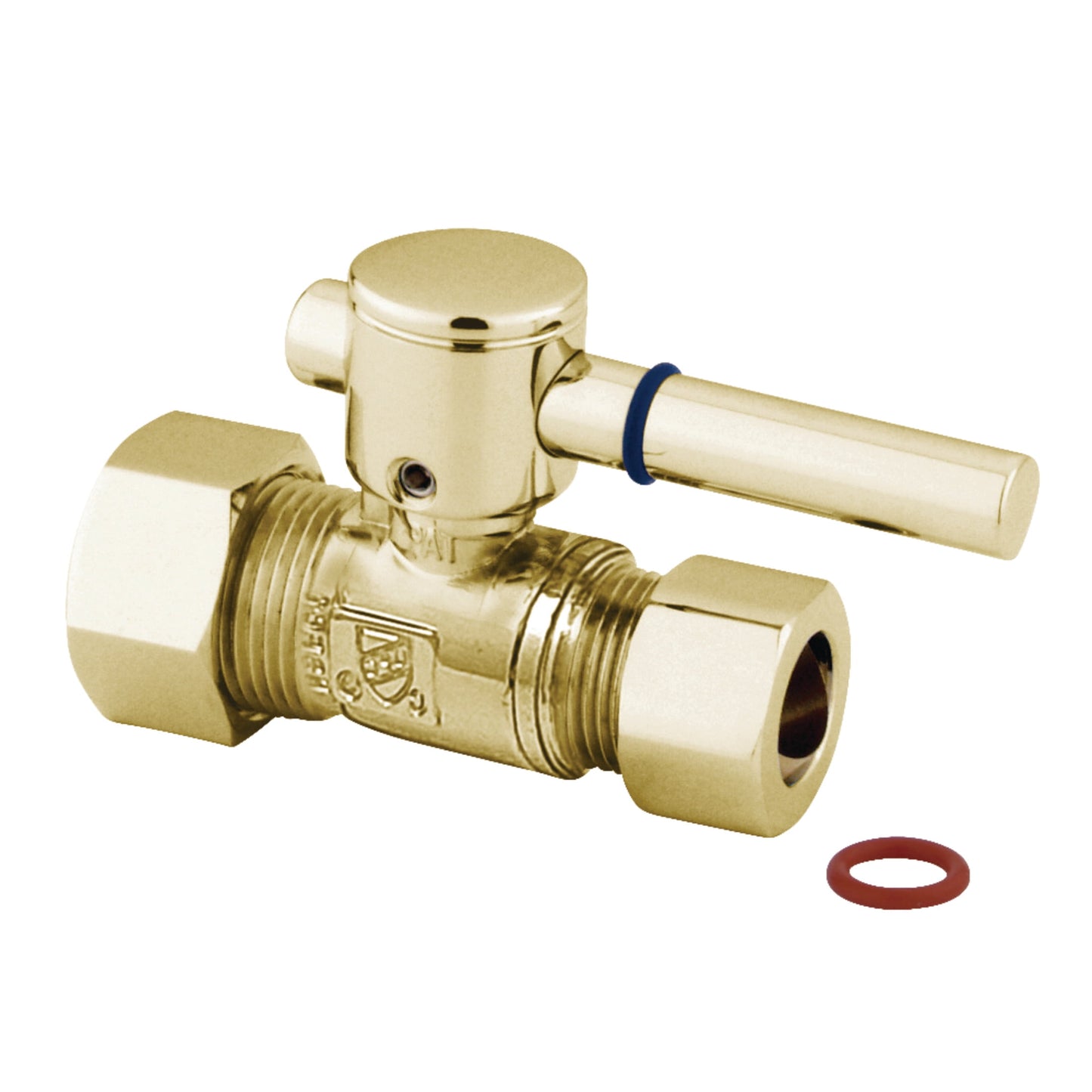 Kingston Brass CC44452DL 5/8-Inch O.D. Comp x 1/2-Inch O.D. Comp Quarter-Turn Straight Shut-Off Valve in Polished Brass