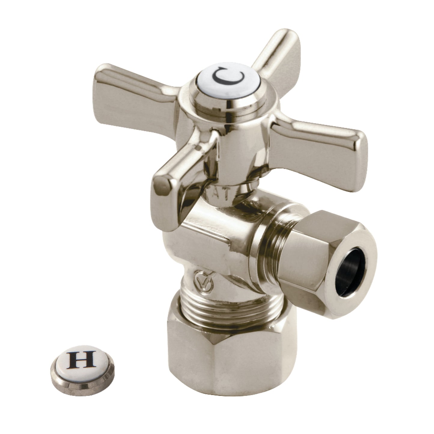 Kingston Brass CC53305ZX 5/8-Inch O.D. Comp x 3/8-Inch O.D. Comp Quarter-Turn Angle Shut-Off Valve in Oil Rubbed Bronze