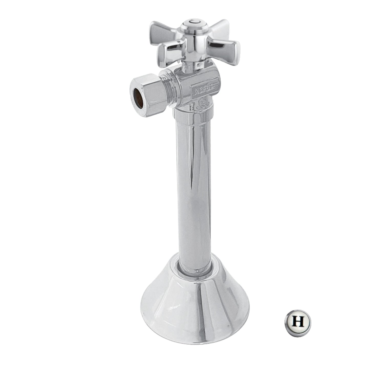 Kingston Brass CC83201ZX 1/2-Inch Sweat x 3/8-Inch O.D. Comp Angle Shut-Off Valve with 5-Inch Extension in Polished Chrome