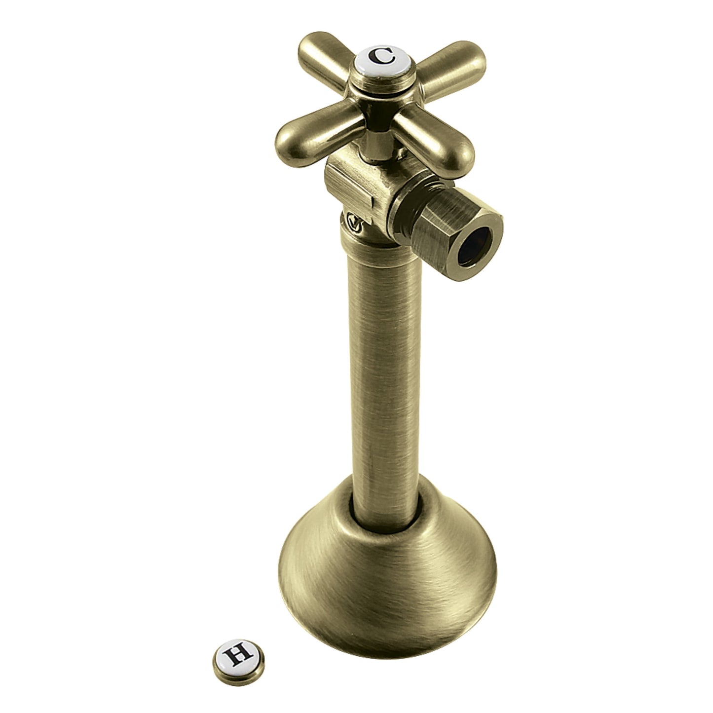 Kingston Brass CC83200X 1/2-Inch Sweat x 3/8-Inch O.D. Comp Angle Shut-Off Valve with 5-Inch Extension in Matte Black