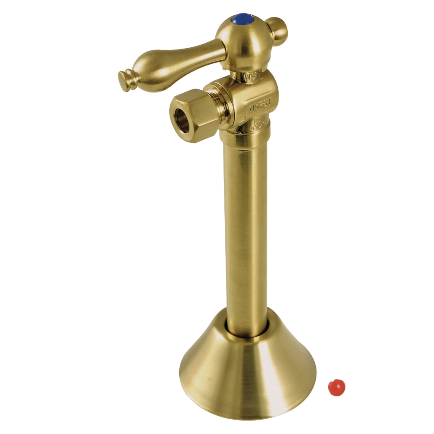 Kingston Brass CC83207 1/2 Pulgada de Sudor x 3/8 de Pulgada Ud. Válvula de Apagado en Ãngulo Comp con Extensión de 5 Pulgadas en Latón Cepillado