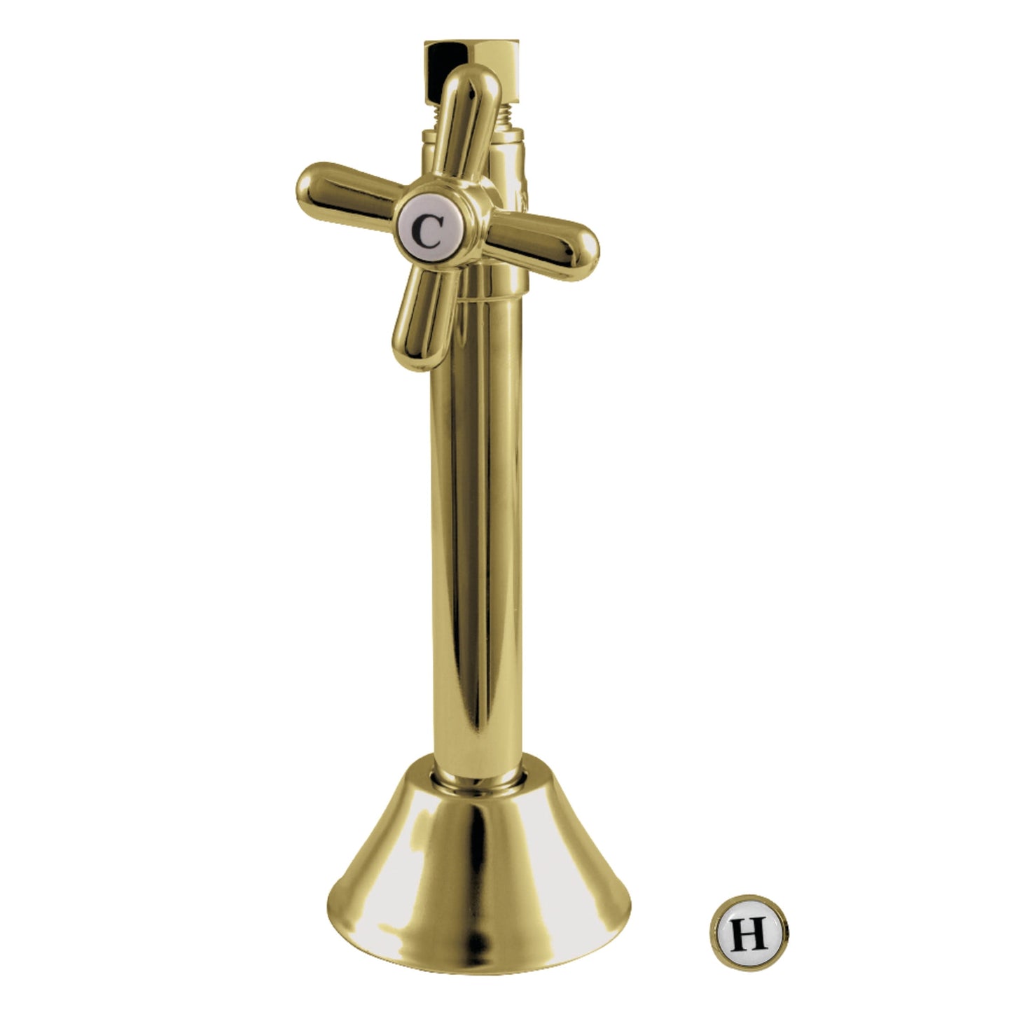 Kingston Brass CC83252X 1/2-Inch Sweat x 3/8-Inch O.D. Comp Straight Shut-Off Valve with 5-Inch Extension in Polished Brass