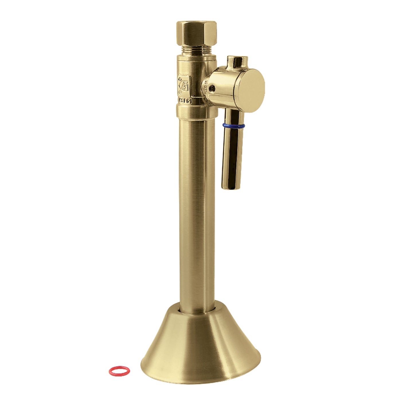 Kingston Brass CC83257DL 1/2-Inch Sweat x 3/8-Inch O.D. Comp Straight Shut-Off Valve with 5-Inch Extension in Brushed Brass
