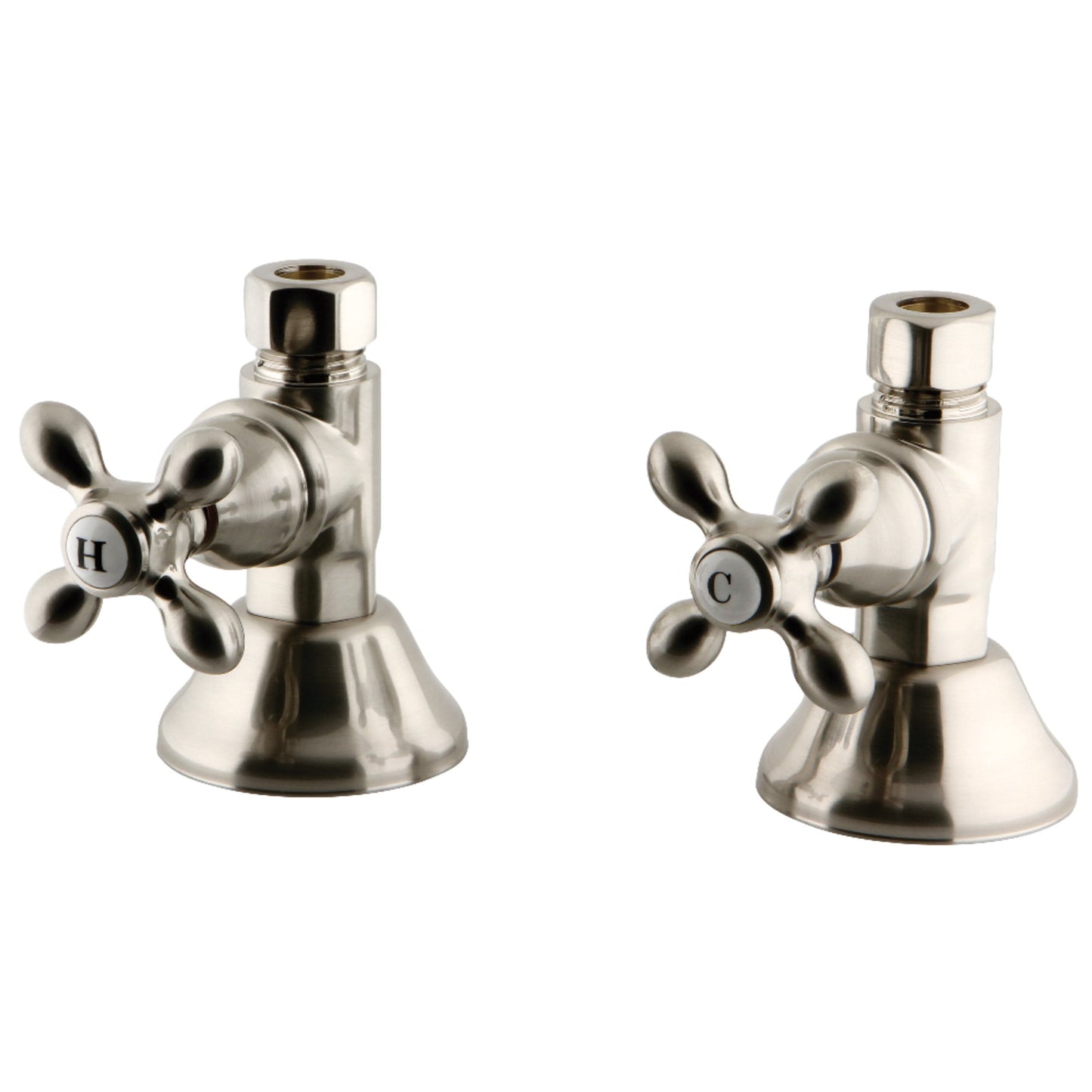 Kingston Brass CCK44158AX 1/2-Inch FIP x 1/2-Inch O.D. Comp Quarter-Turn Straight Shut-Off Valve in Brushed Nickel