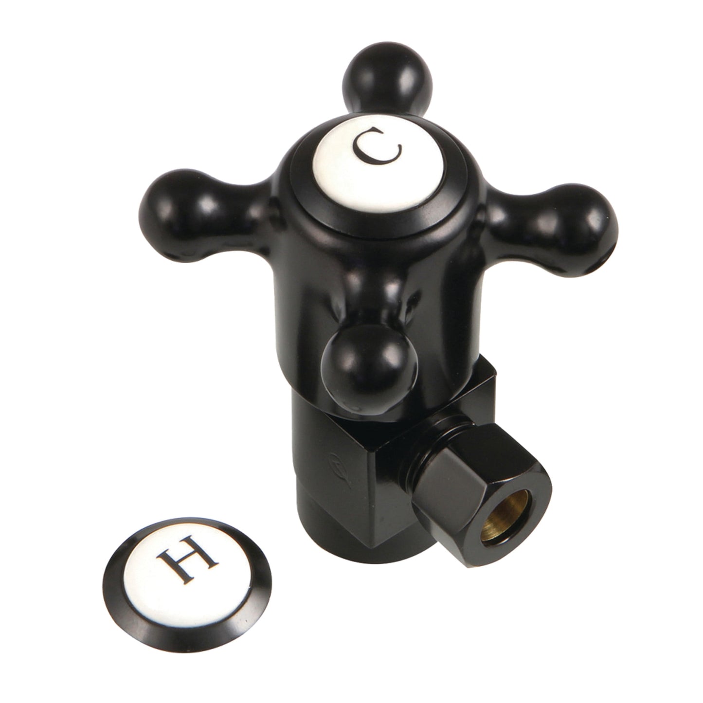 Kingston Brass CD43300BX 1/2-Inch FIP x 3/8-Inch O.D. Anti-Seize Deluxe Quarter-Turn Ceramic Hardisc Cartridge Angle Stop in Matte Black