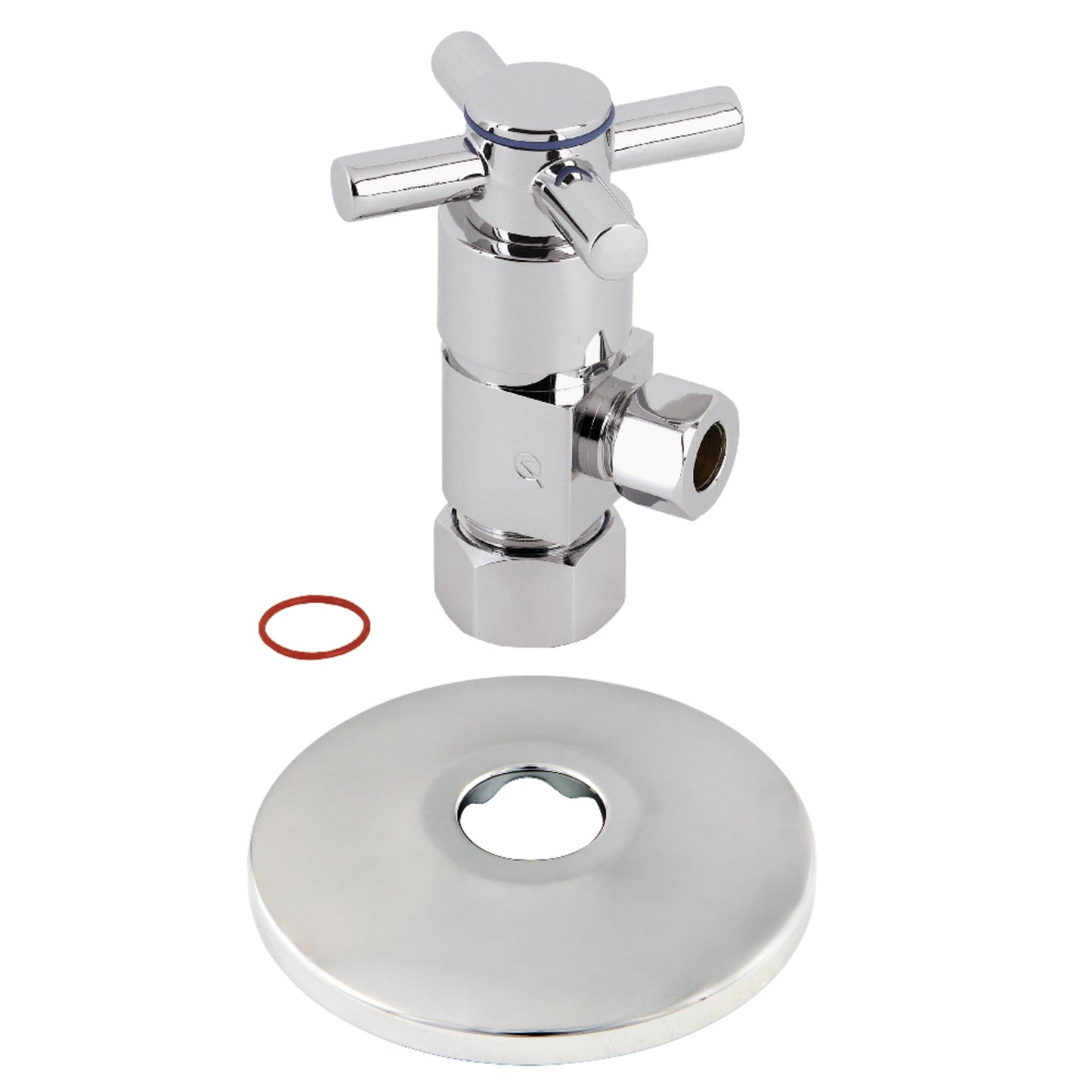 Kingston Brass CD53301DXK 5/8-Inch O.D. Comp x 3/8-Inch O.D. Comp Anti-Seize Deluxe Quarter-Turn Ceramic Hardisc Cartridge Angle Stop with Flange in Polished Chrome