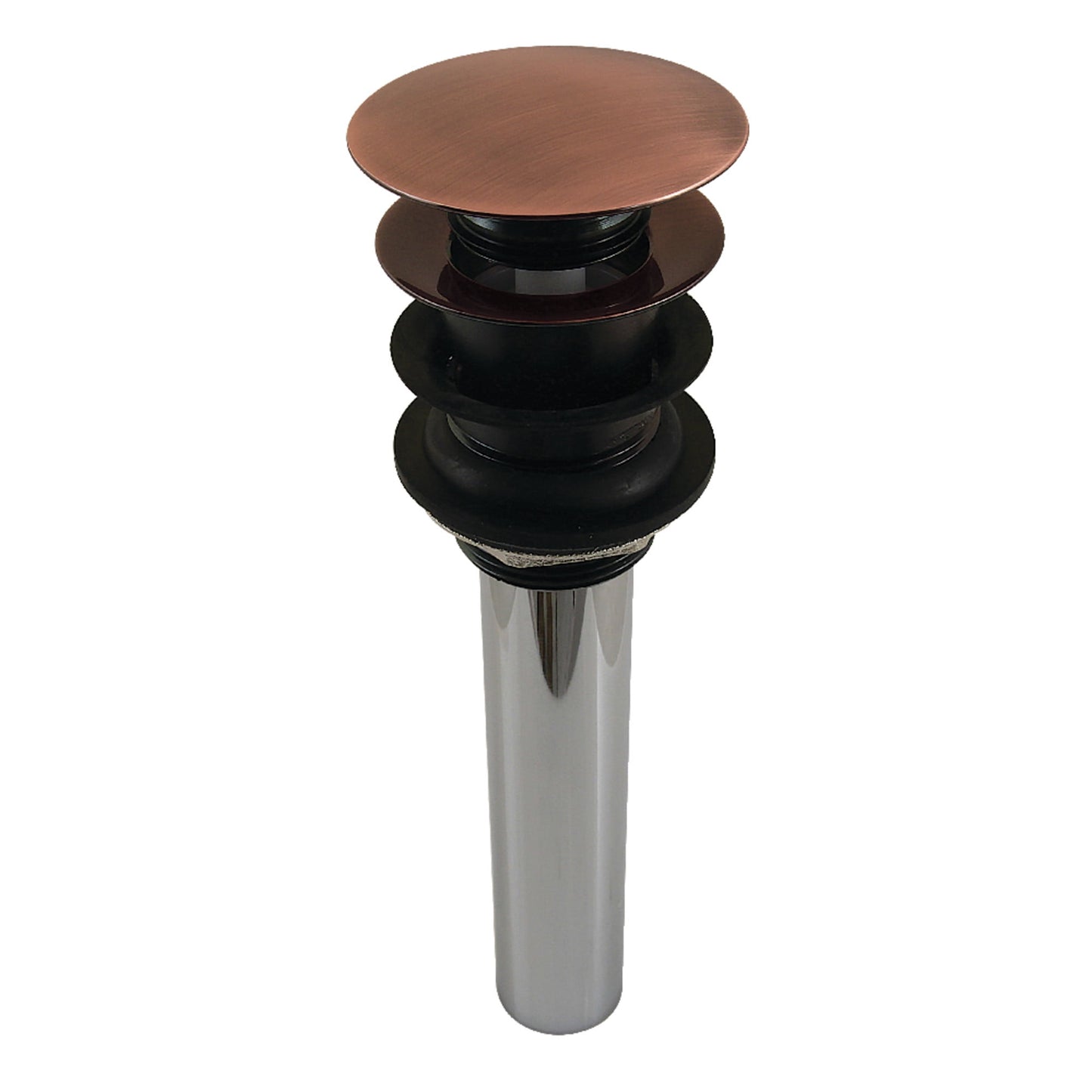 Kingston Brass EV600AC Push Pop-Up Drain with Overflow Hole, 22 Gauge, Antique Copper