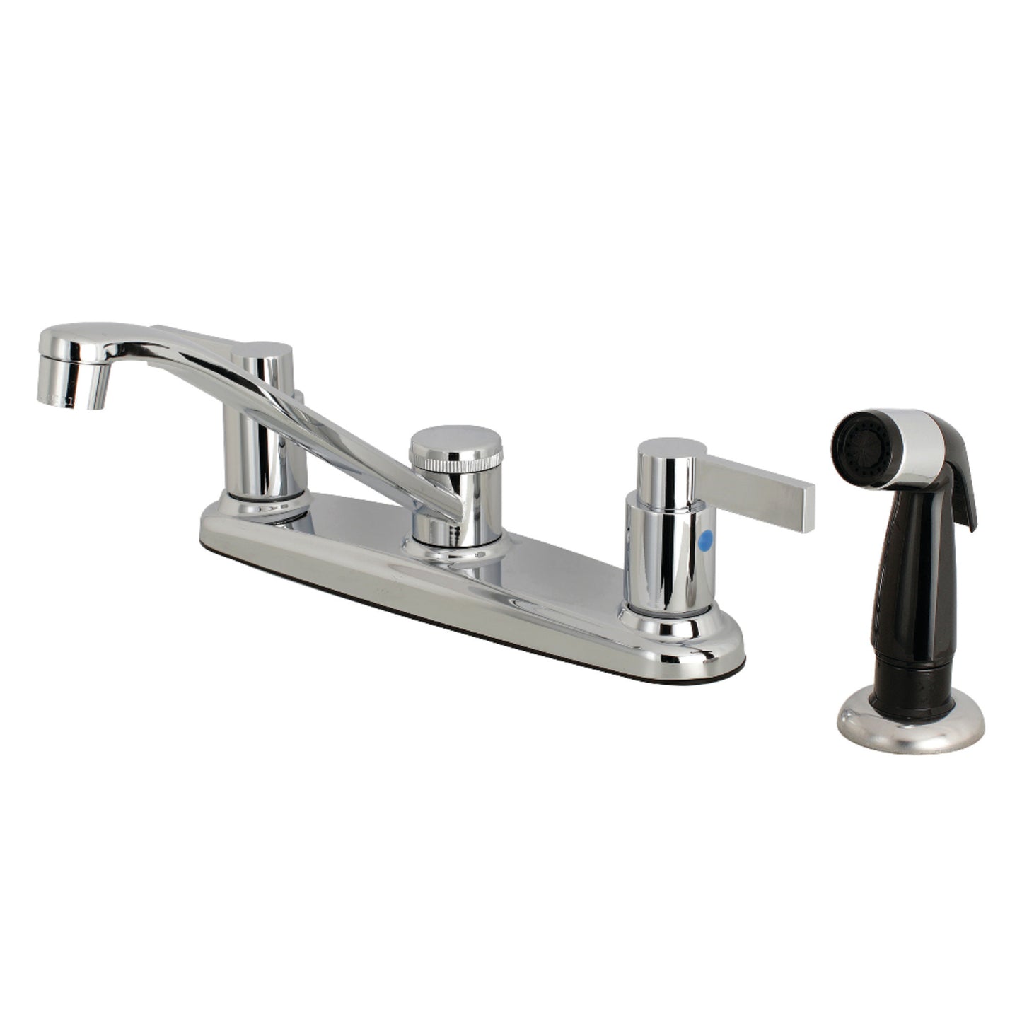 Kingston FB112NDL NuvoFusion Two-Handle 4-Hole 8" Centerset Kitchen Faucet with Side Sprayer in Polished Chrome