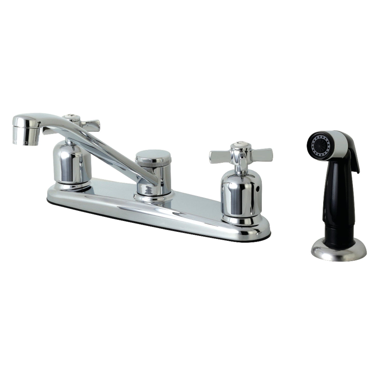 Kingston FB112ZX Millennium Two-Handle 4-Hole 8" Centerset Kitchen Faucet with Side Sprayer in Polished Chrome