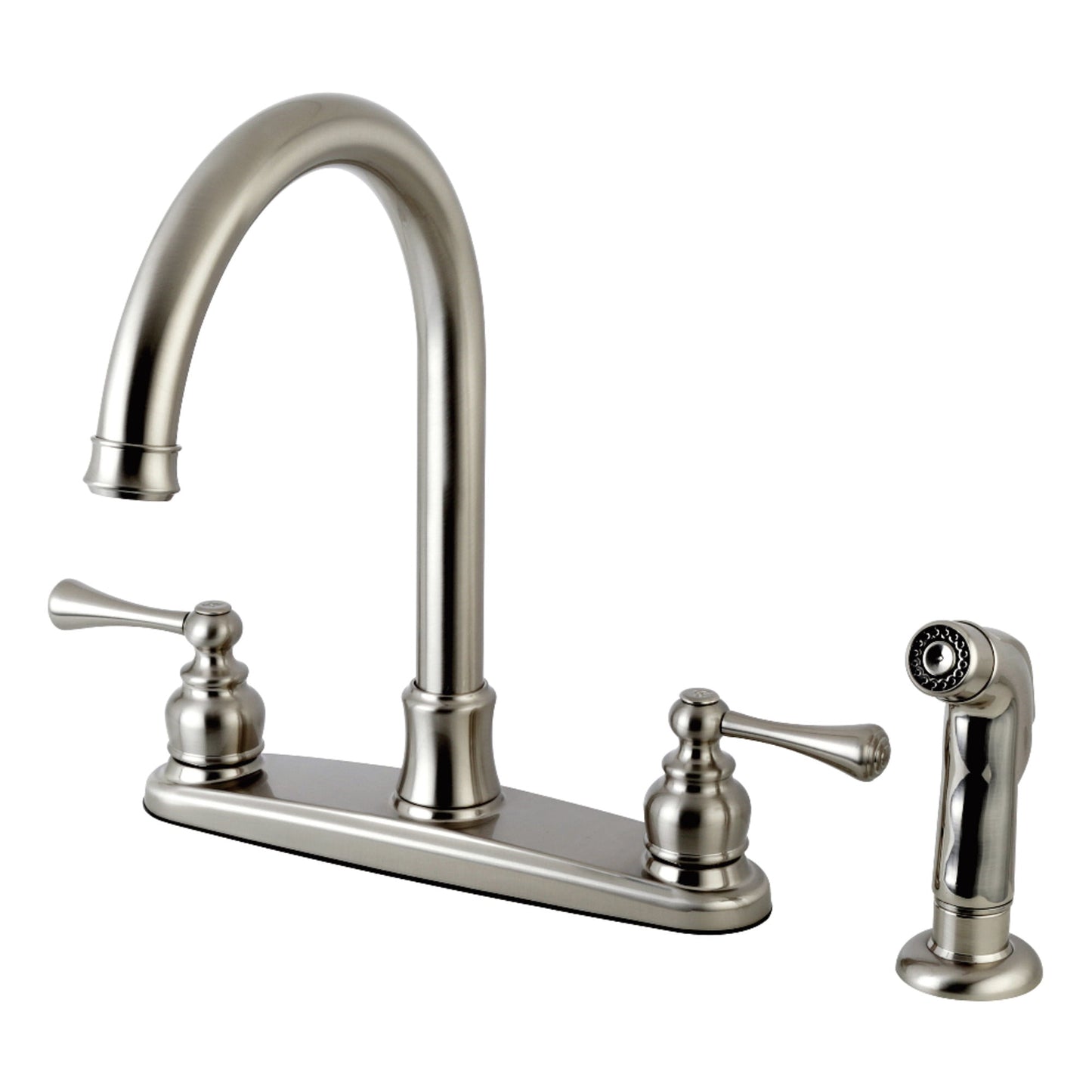 Kingston FB7795BLSP Vintage Two-Handle 4-Hole 8" Centerset Kitchen Faucet with Side Sprayer in Oil Rubbed Bronze