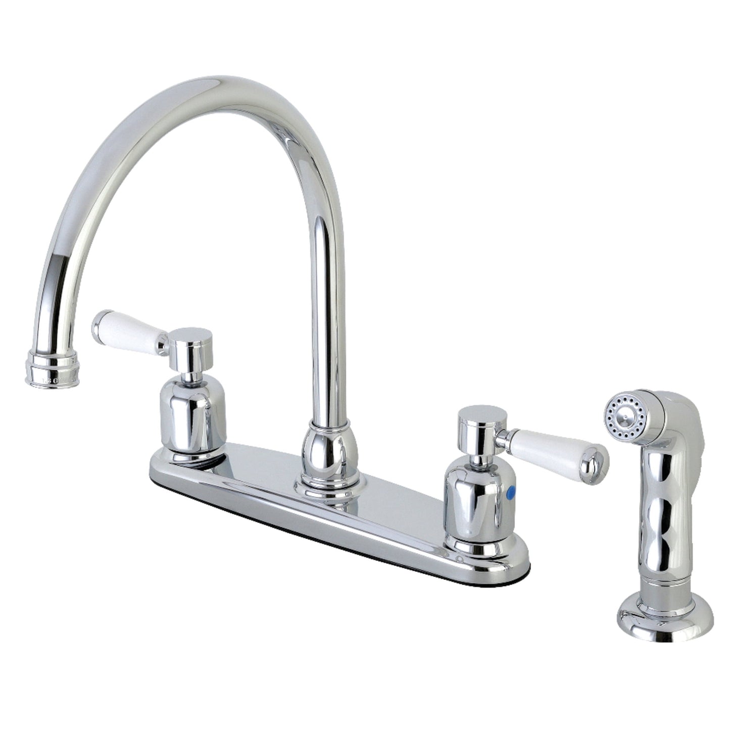 Kingston FB798DPLSP Paris Two-Handle 4-Hole 8" Centerset Kitchen Faucet with Side Sprayer in Brushed Nickel