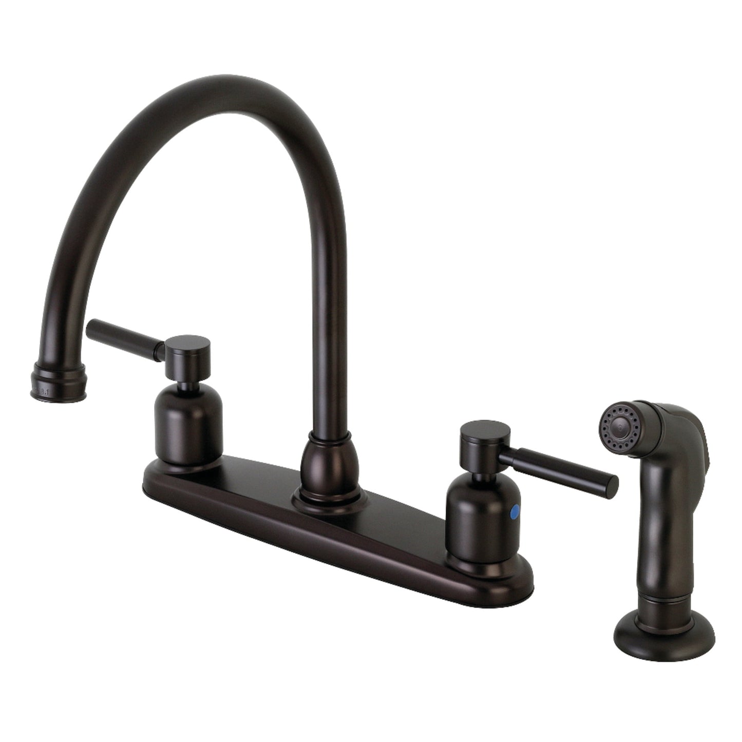 Kingston FB795DLSP Concord Two-Handle 4-Hole 8" Centerset Kitchen Faucet with Side Sprayer in Oil Rubbed Bronze
