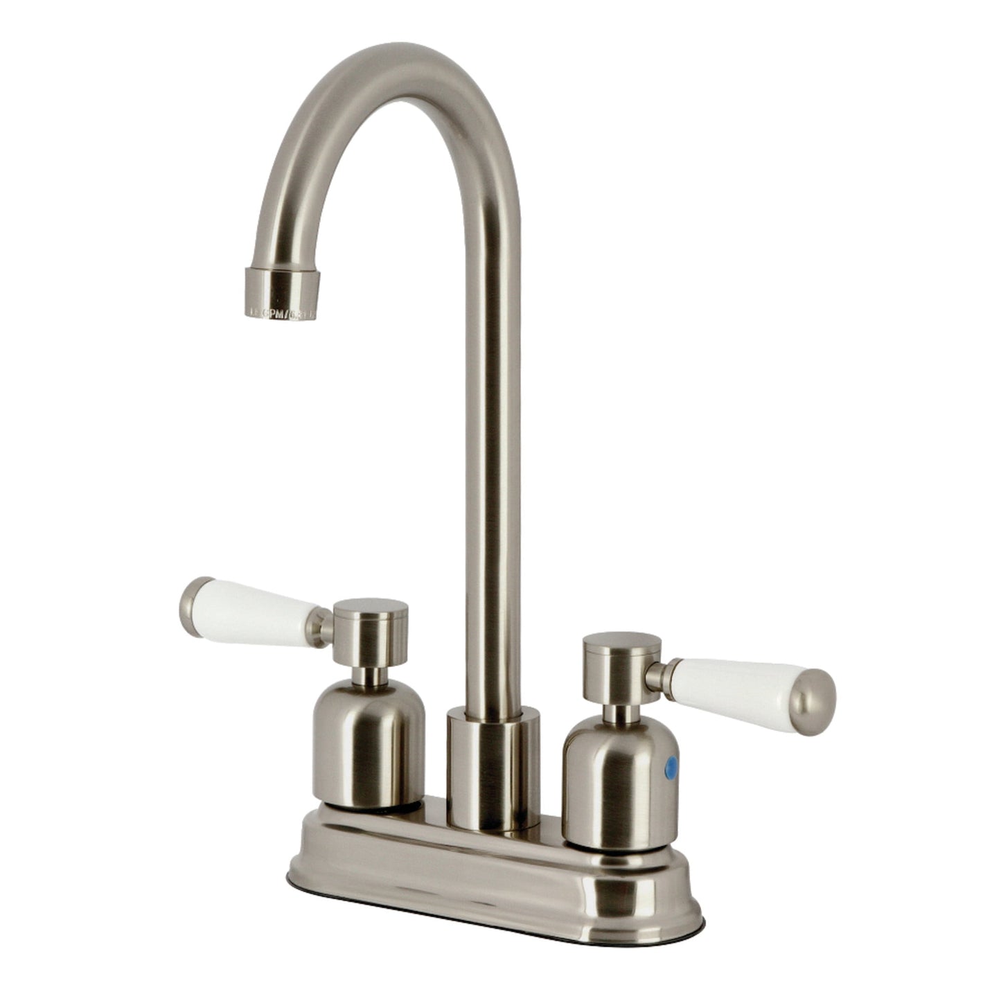 Kingston Brass FB8498DPL Paris Double-Handle 4" Centerset High-Arc Bar Faucet, Brushed Nickel