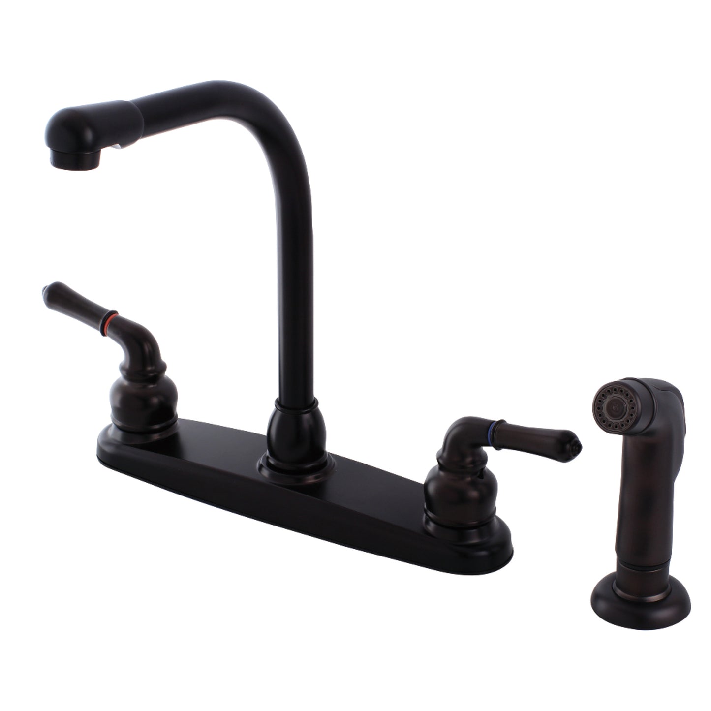 Kingston FB755SP Americana Two-Handle 4-Hole 8" Centerset Kitchen Faucet with Side Sprayer in Oil Rubbed Bronze