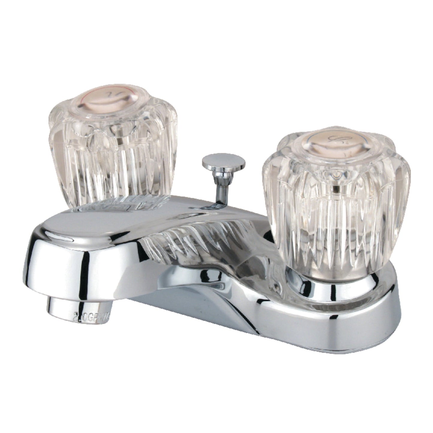 Kingston Brass GKB161B Water Saving Americana Centerset Lavatory Faucet with Acrylic Handle and Brass Pop-Up, Chrome
