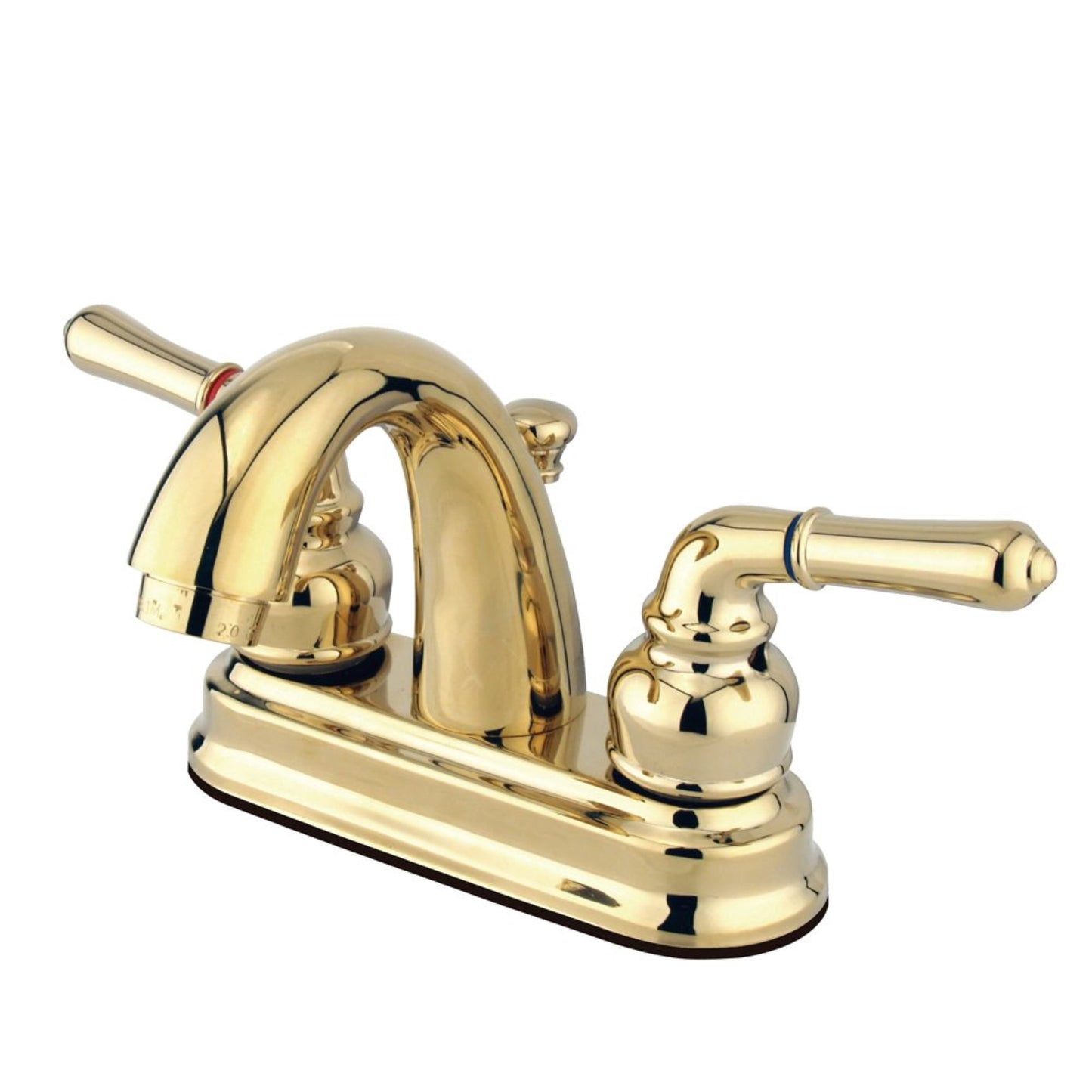 Kingston Brass GKB5612NML Water Saving Naples Centerset Lavatory Faucet with Metal Lever Handles, Polished Brass