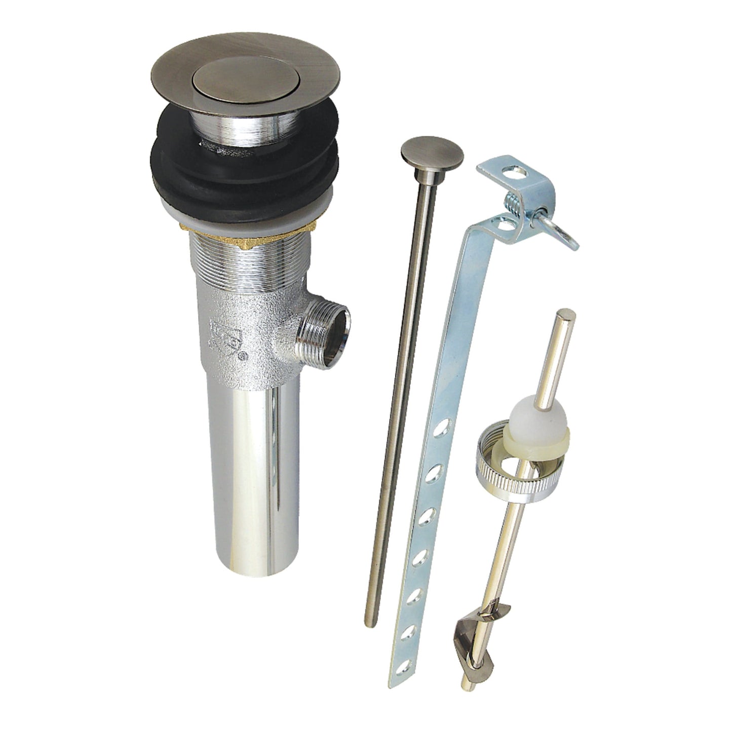 Kingston Brass KB100VN Brass Pop-Up Drain with Overflow, 22 Gauge, Black Stainless