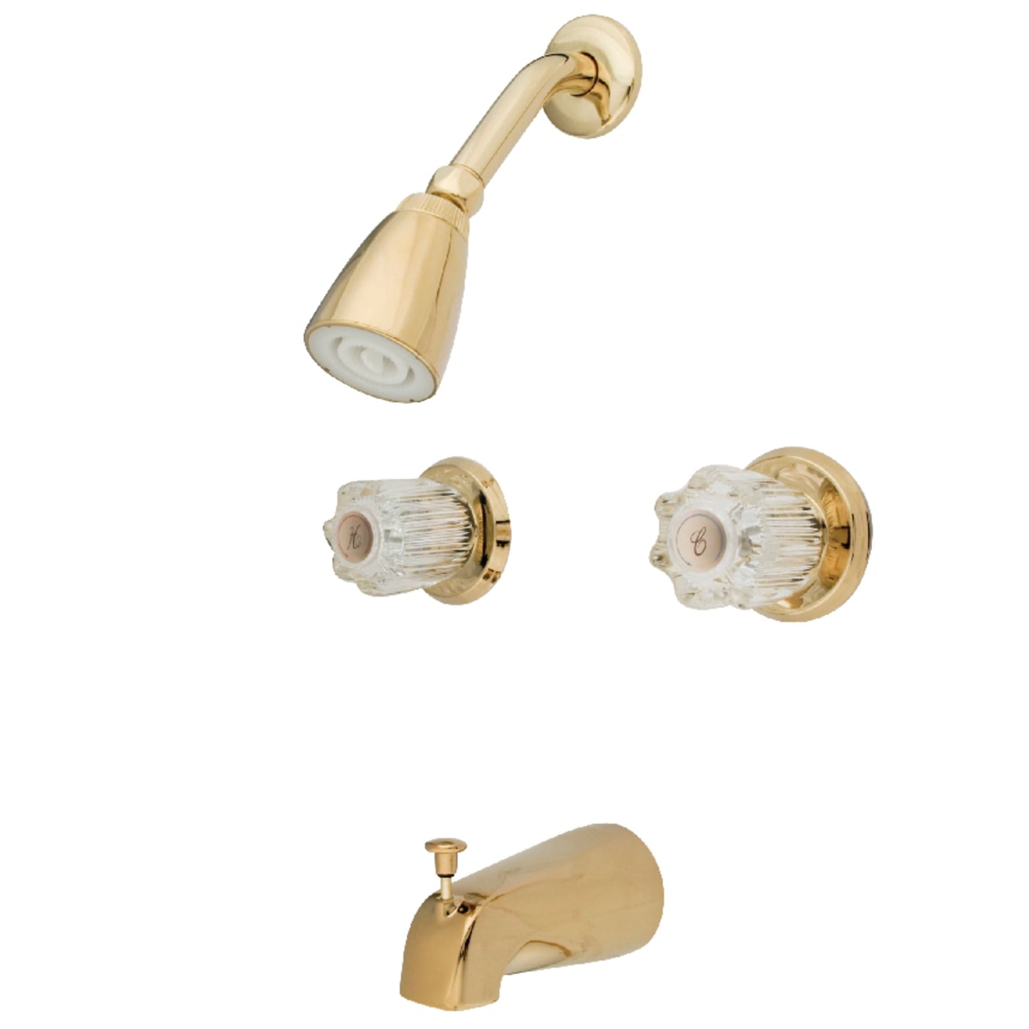 Kingston Brass KB142 Americana Double-Handle Tub and Shower Faucet in Polished Brass