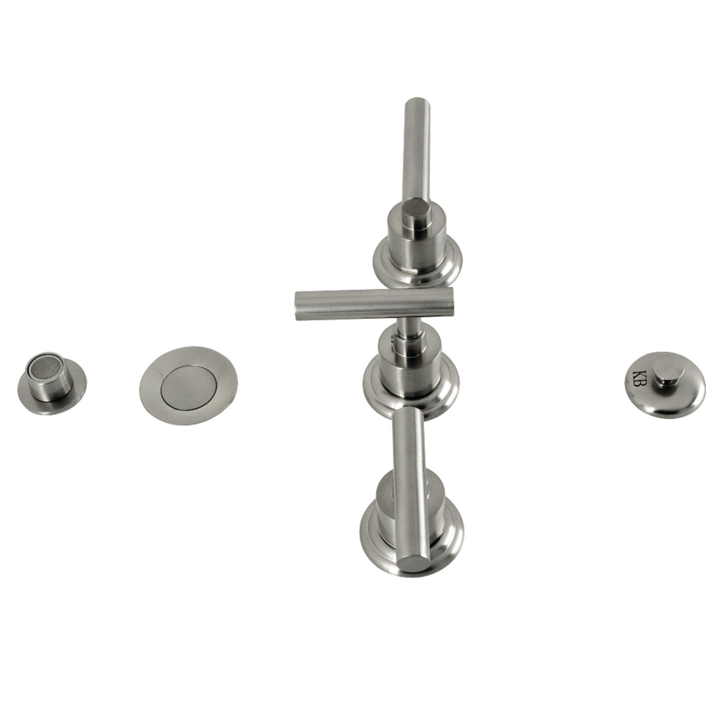 Kingston Brass KB6328CML Manhattan Three-Handle Bidet Faucet with Brass Pop-Up, Brushed Nickel