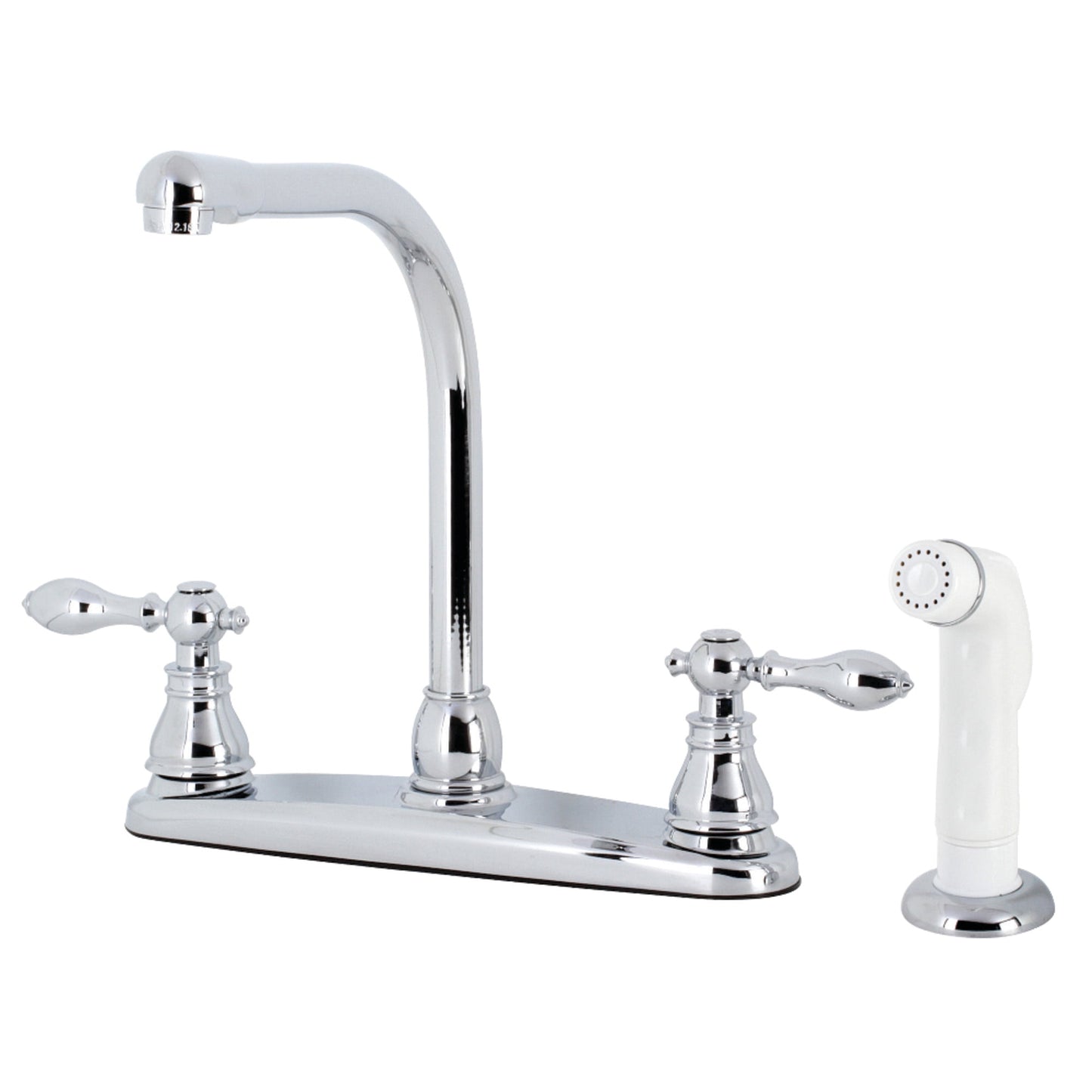 Kingston KB711ACL American Classic Two-Handle 4-Hole 8" Centerset Kitchen Faucet with Side Sprayer in Polished Chrome