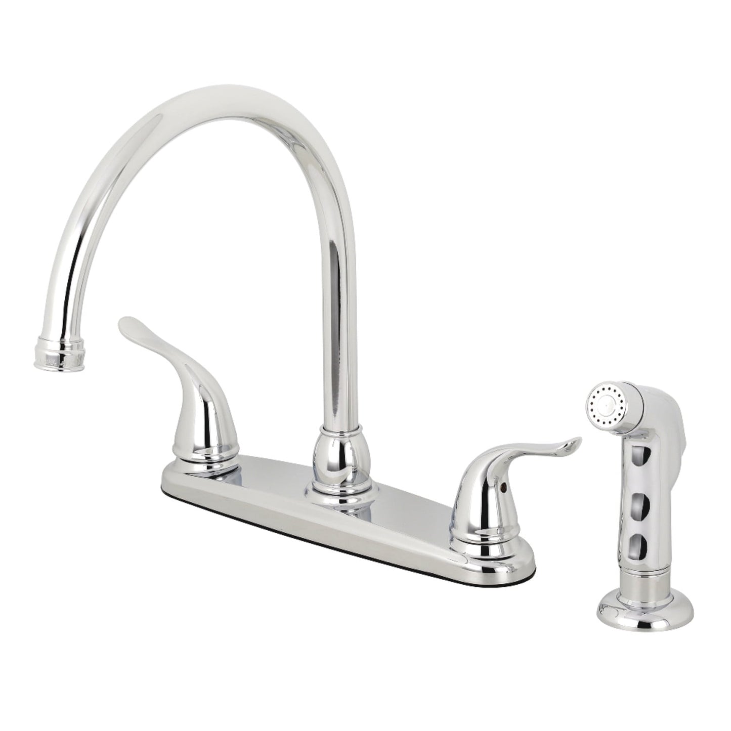 Kingston Brass KB791YLSP 8" Centerset Kitchen Faucet with Sprayer, Polished Chrome