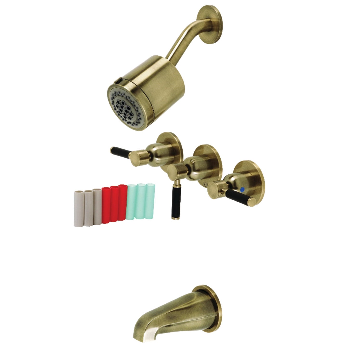 Kingston Brass KBX8130DKL Kaiser Grifo de Bañera y Ducha de Tres Manijas, Negro Mate